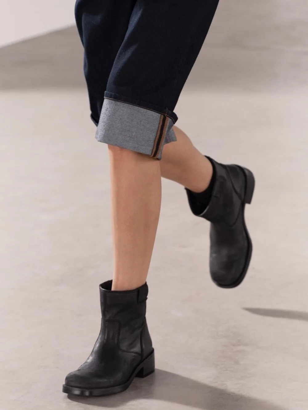 Zara Distressed Effect Leather Biker Ankle Boots NWT